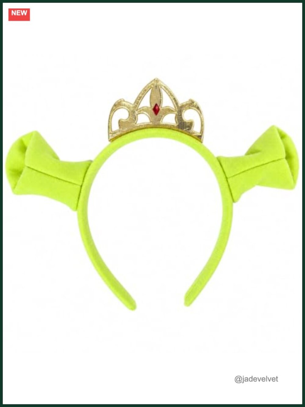 Green Ogre Ears Headband with Golden Crown Costume Cosplay Party Accessory